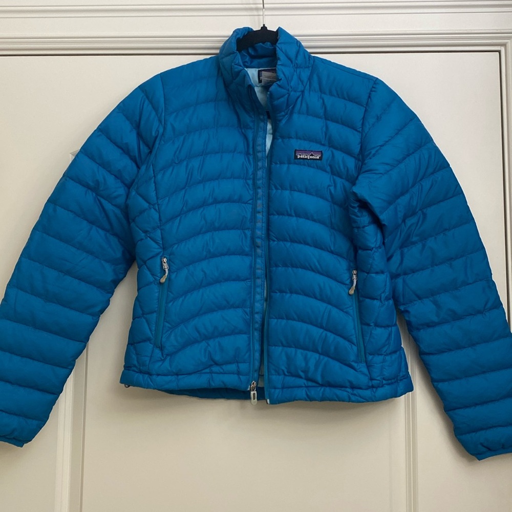 Patagonia down Puffer Jacket Women’s Size S Teal blue outdoors Gorpcore